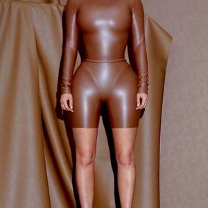 Skims faux leather scuba top